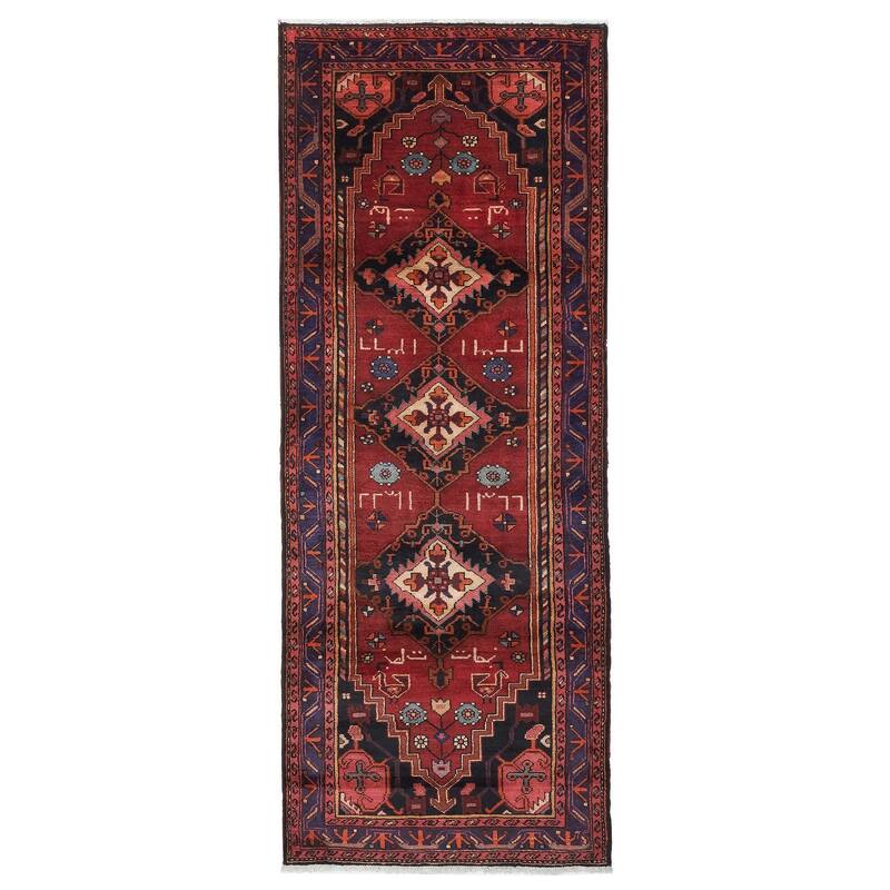 ECARPETGALLERY Hand-knotted Anadol Dark Red Wool Rug - 3'7 x 9'7