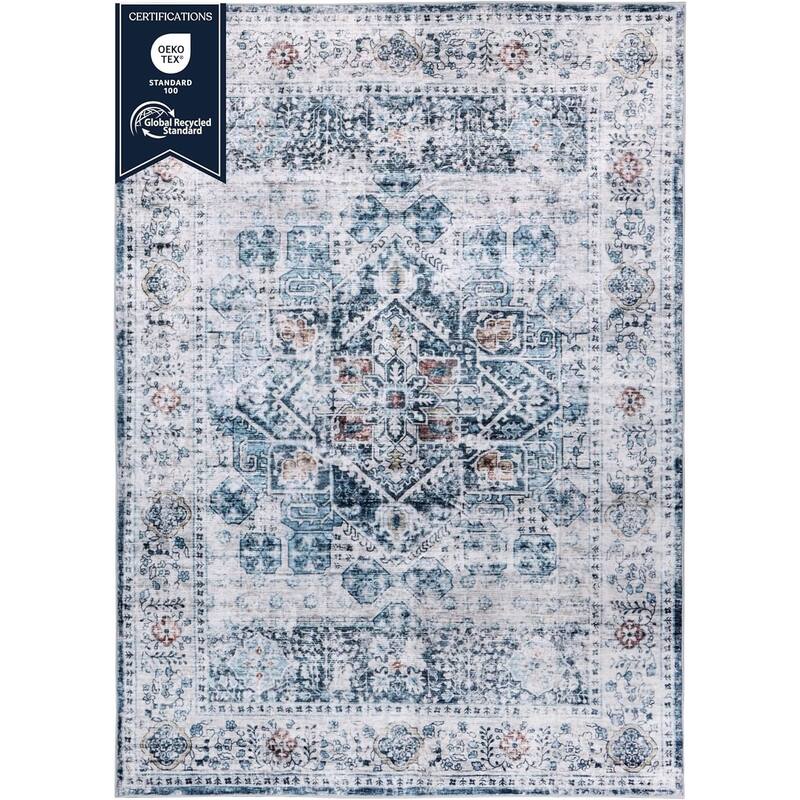 Delara Machine Washable Area Rug, Soft & Durable, Non-Slip Backing, Eco- Friendly GRS certified.