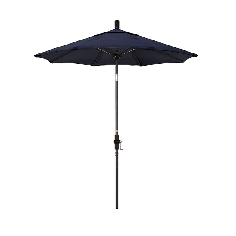 California Umbrella 7.5' Rd. Aluminum/Fiberglass Rib Patio Umb, Deluxe Crank Lift/Collar Tilt, Bronze Finish, Sunbrella Fabric - Navy Blue