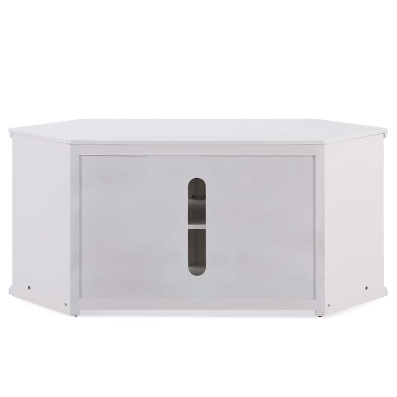 Leick Home Cottage White Corner TV Stand with Bookshelf Storage