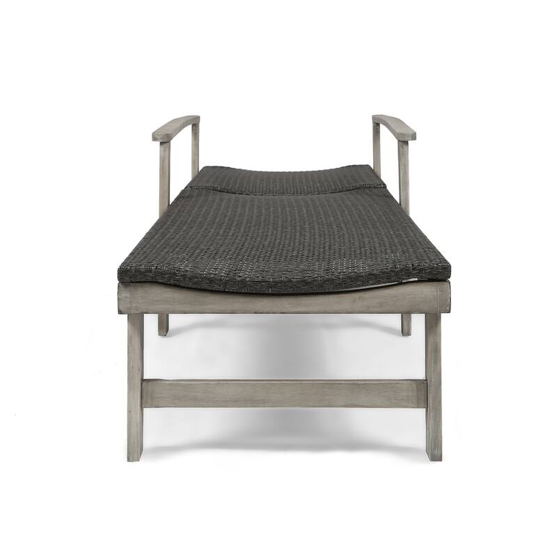 Hampton Wood + Wicker Chaise Lounge