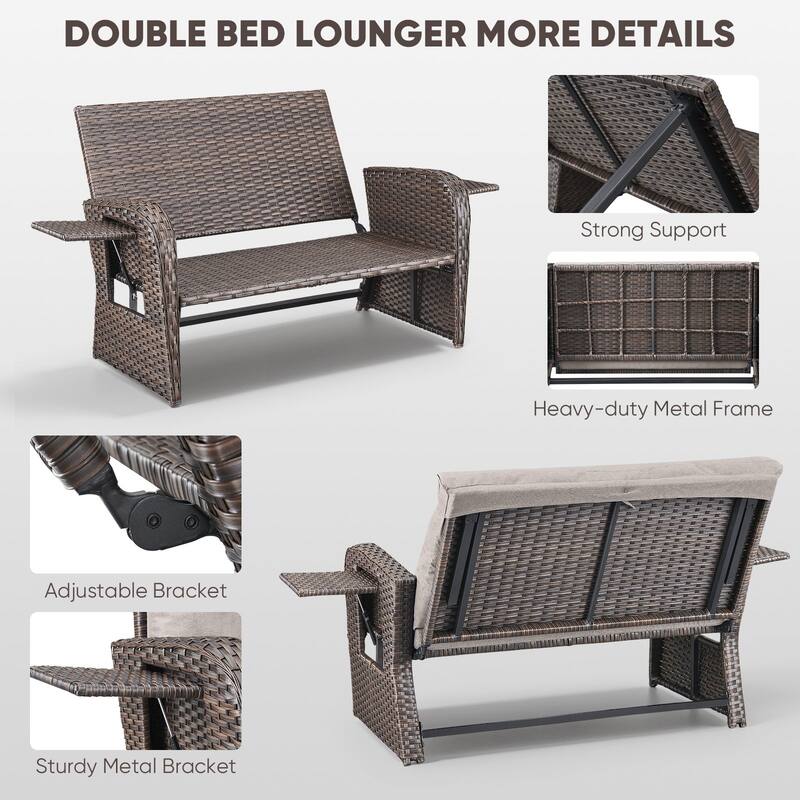 Outdoor Patio Double Lounge Chair