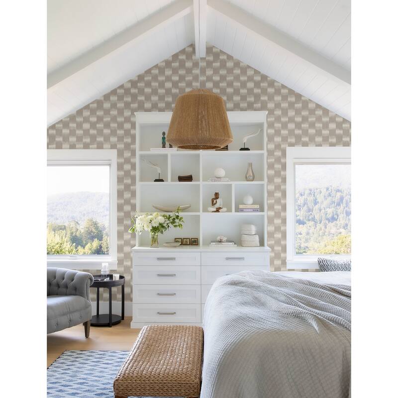 A-Street Prints Baldwin Taupe Shibori Stripe Wallpaper