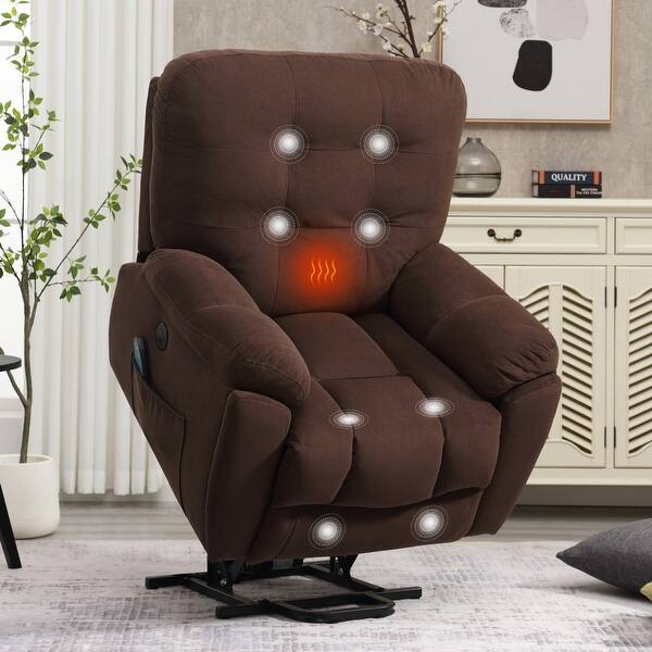 Lift Recliner Sofa Quality Leather Recliner Chairs Brown Vibration Massage  Sofa Power Lift Recliner Chair W/USB Port