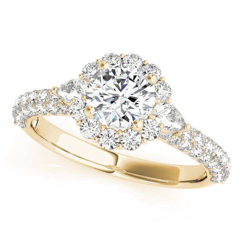 Auriya 14k Yellow Gold Lab Grown Round Diamond Halo Engagement Ring 0.50 to 5.00 ct. tw. (F-G VS) - 4.00 ct. center - 7