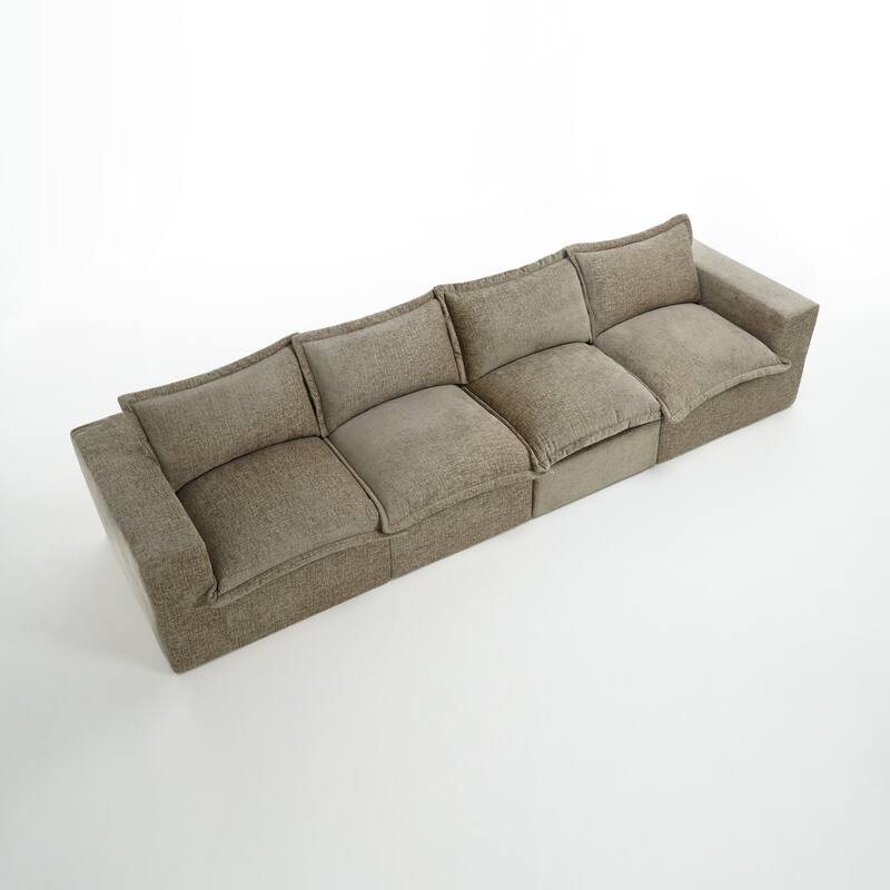 No Assembly Chenille Modular Sectional Sofa Comfy Cloud Couch - Camel-4Piece