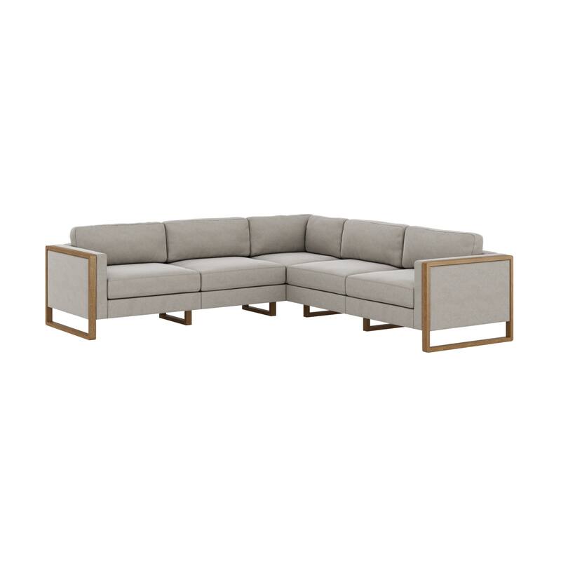 Madison Modern Modular L-Shaped Sectional Sofa with Cushion, 5-Seat Corner Sofa or Couch with Solid Wood Legs