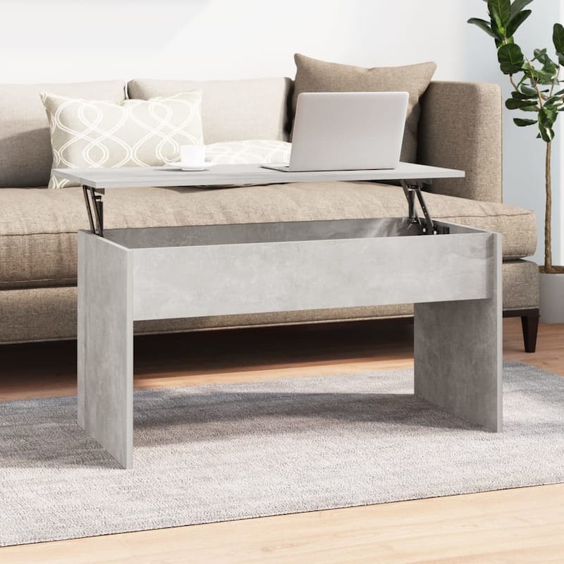 vidaXL Coffee Table Lift Top End Table Accent Side Sofa Table Engineered Wood - 40.2" x 19.9" x 20.7" - Concrete gray