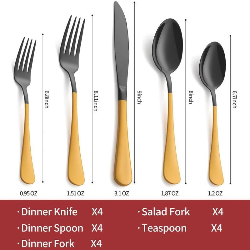 20 Piece 18/0 Stainless Steel Flatware Cutlery Set Service for 4,Mirror Finish