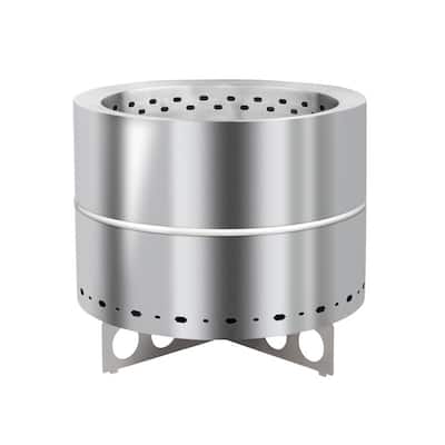 19.3 in. W Stainless Steel Smokeless Stove with Handle and Base with Storage Bag