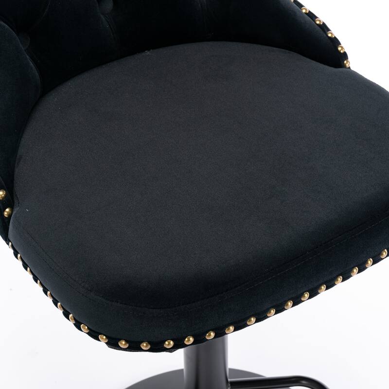 Set of 2 Swivel Velvet Bar Stools with Adjustable Height