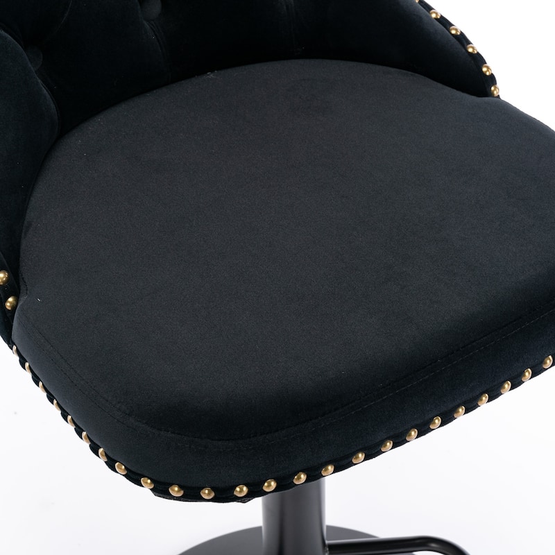 Velvet Swivel Bar Stools Set of 2, Upholstered Bar Stools with Adjusatble Height, Kitchen Island Stools with Tufted Backrest