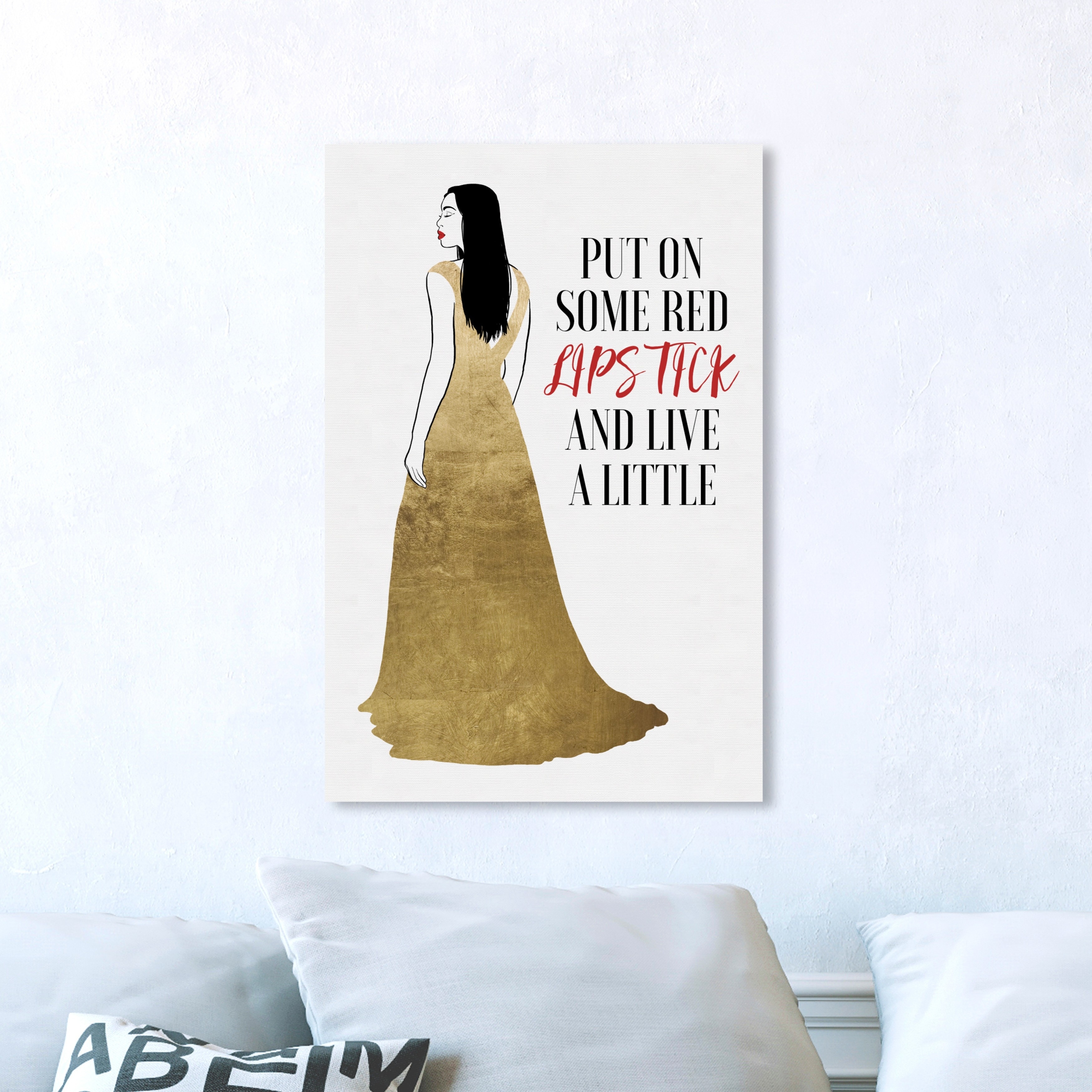 Oliver Gal 'Queen of Fashion' Fashion and Glam Wall Art Canvas Print Dress  - Gold, White - Bed Bath & Beyond - 32376903
