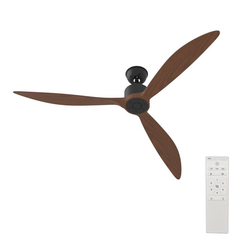 Walnut Ceiling Wood Fan with Remote, 6 Speeds,for All Seasons,Bedroom,Balcony,study