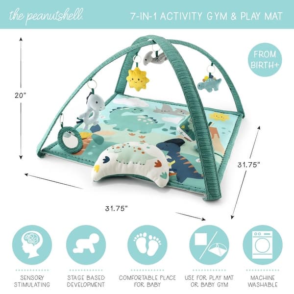 The Peanutshell Dino 7-in-1 Activity Play Gym & Play Mat for Baby - Multi-Color