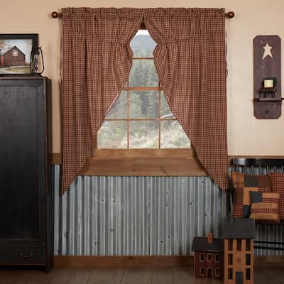 Patriotic Patch Plaid Prairie Short Panel Set of 2 36x63x18 - Prairie Panel 63x36