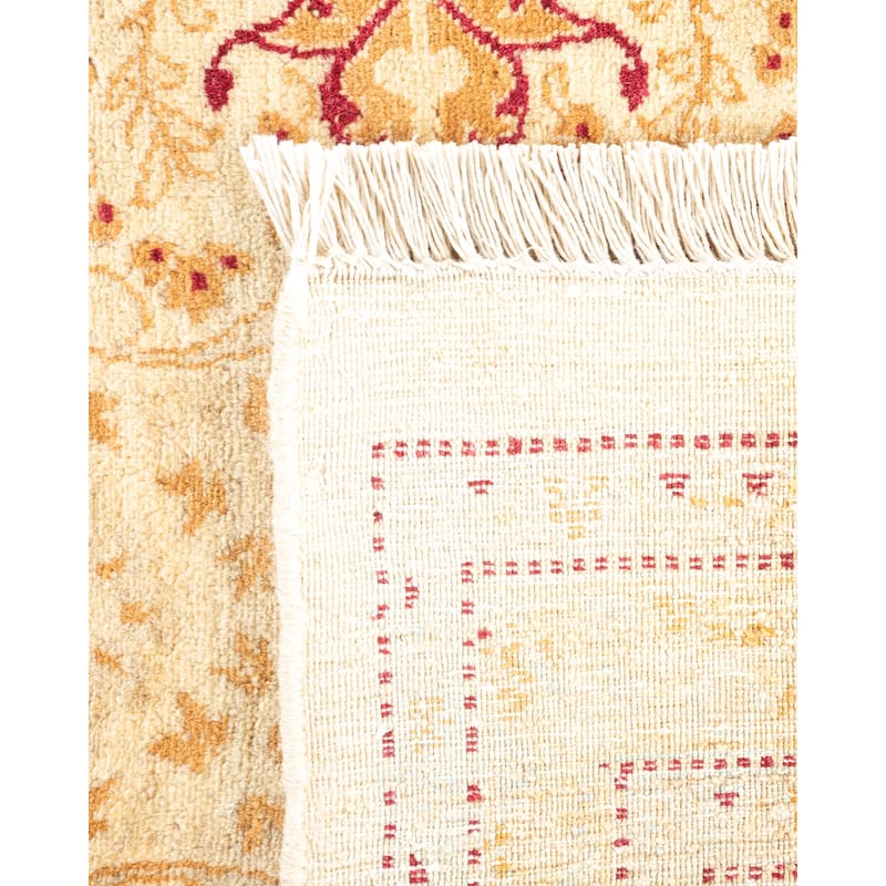 Overton Handknotted Wool Traditional Oriental Ivory Square Area Rug - 6' x 9'