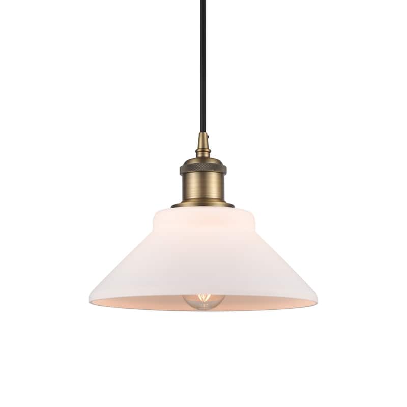 Innovations Lighting 516-1P-7-8 Orwell Pendant Orwell 8" Wide Mini - Matte White / Brushed Brass