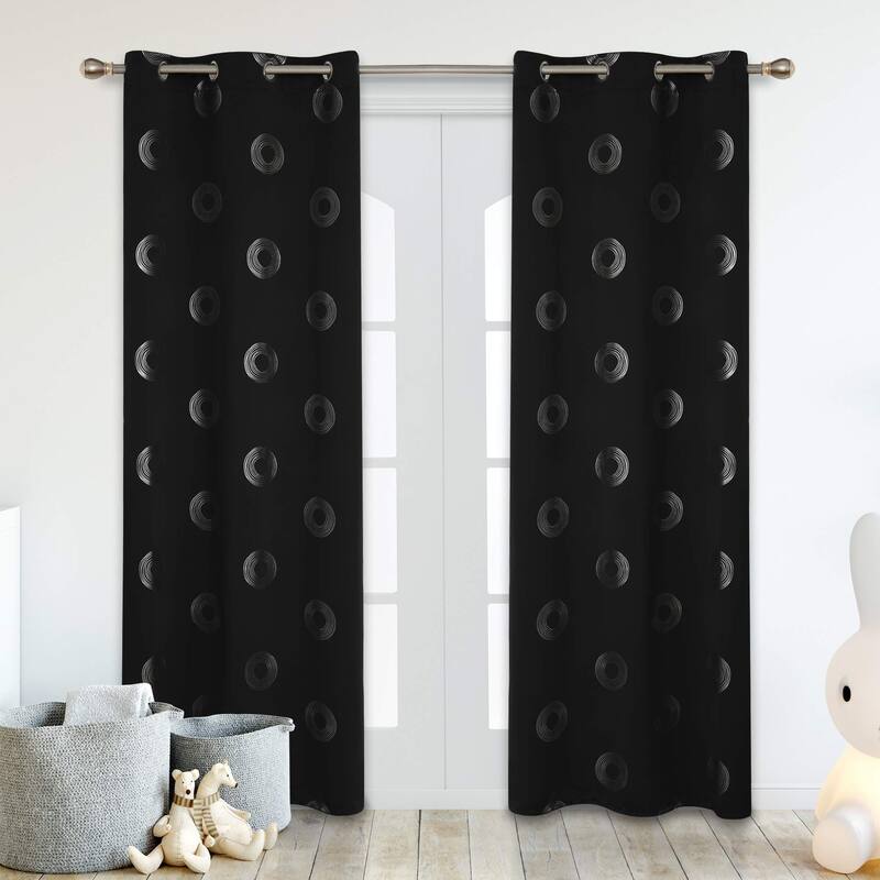 Concentric Circles Pattern Room Darkening Curtain 2 Panels