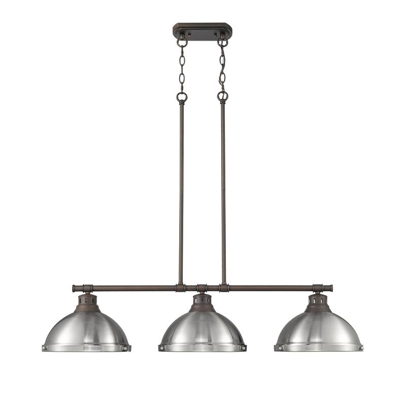 Yep by Golden Lighting Duncan 3-light Island Light in Rubbed Bronze and Pewter shade