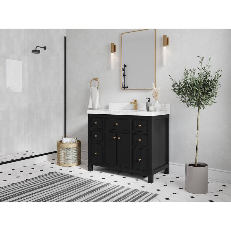Willow Collections 42 in W x 22 in D Sonoma Free Standing Reeded Single Sink Bathroom Vanity with Countertop
