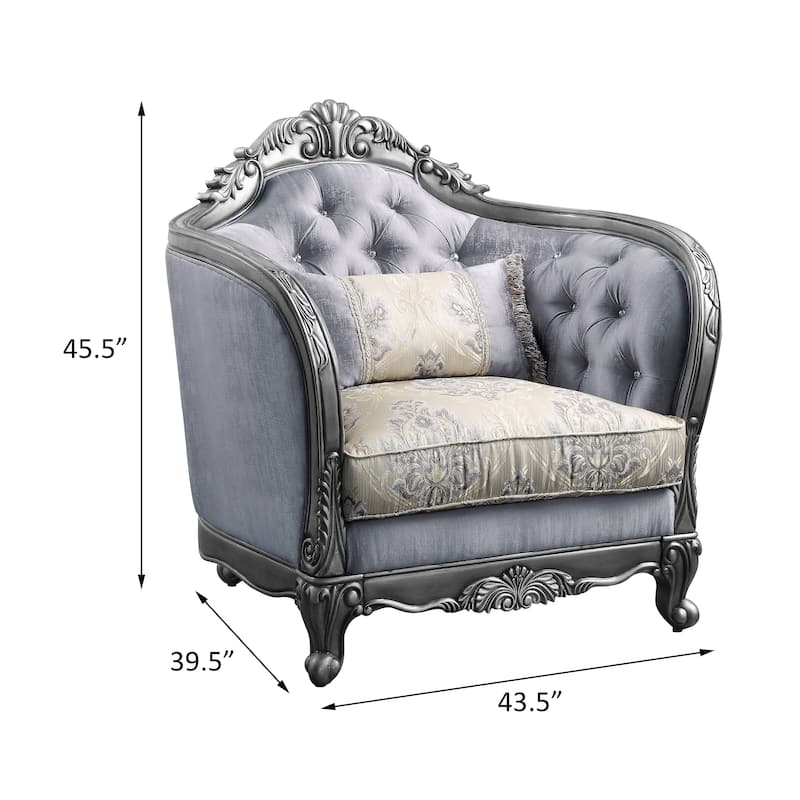 Catherine Platinum Gray Button Tufted Accent Chair