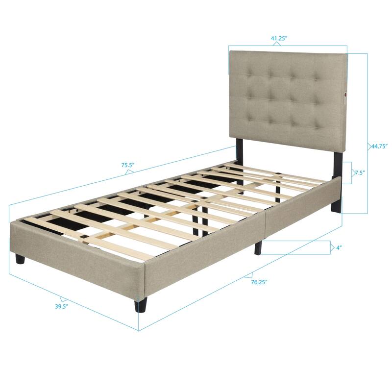 Madison Upholstered LED-lit Platform Bed Frame