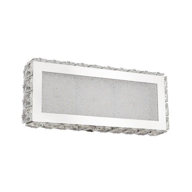 LED Chrome Stainless Steel Wall Sconce with Clear Crystal Accents