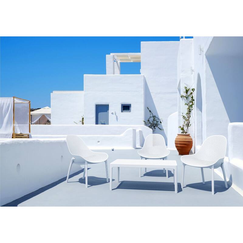 39.5" White Patio Solid Rectangular Lounge Coffee Table
