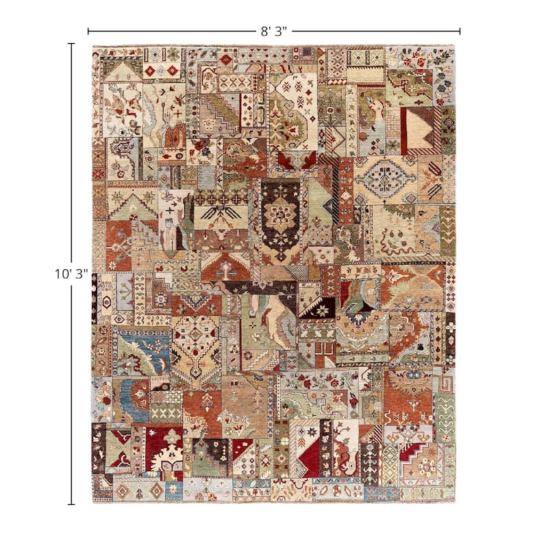 Patchwork One-of-a-Kind Hand-Knotted Area Rug, Beige - 8' 3" x 10' 3"