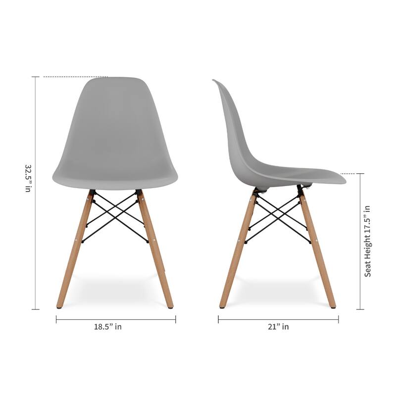 Heavy Duty Plastic and Wood Dining Side Chair with Solid Back Support - 21” x 18.50” x 32.50”