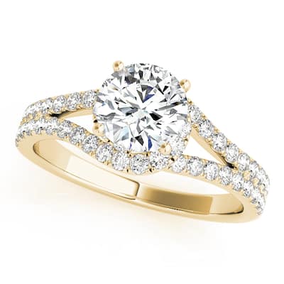 Auriya 14k Yellow Gold Lab Grown Round Diamond Halo Engagement Ring 0.50 to 5.00 ct. tw. (F-G VS)