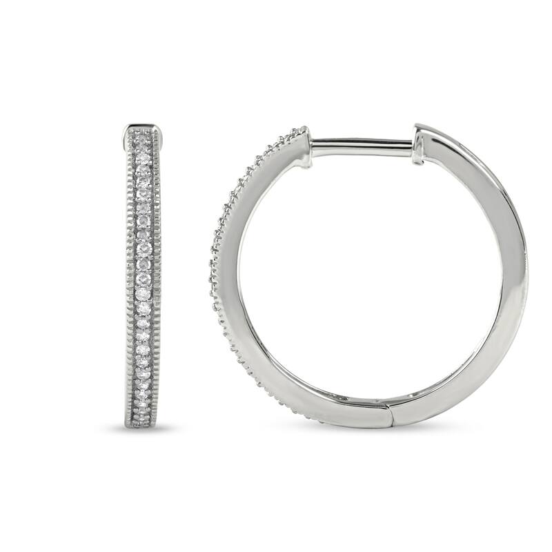1/6ct TDW Diamond Hoop Stud Earrings in Silver for Women