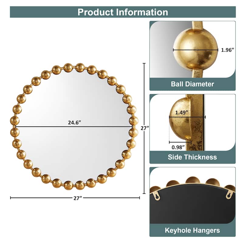 Madison Park Signature Marlowe Beaded Round Wall Mirror