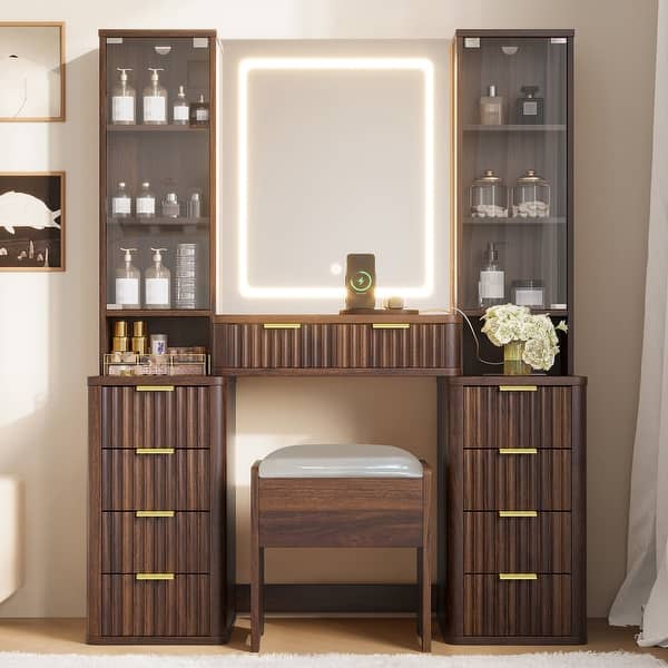 Vanity Dresser with Mirror Storage Drawers Luxury Furniture - Bed Bath ...