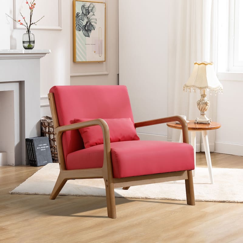 Aston Modern Solid wood Accent Chair for Living Room - Red