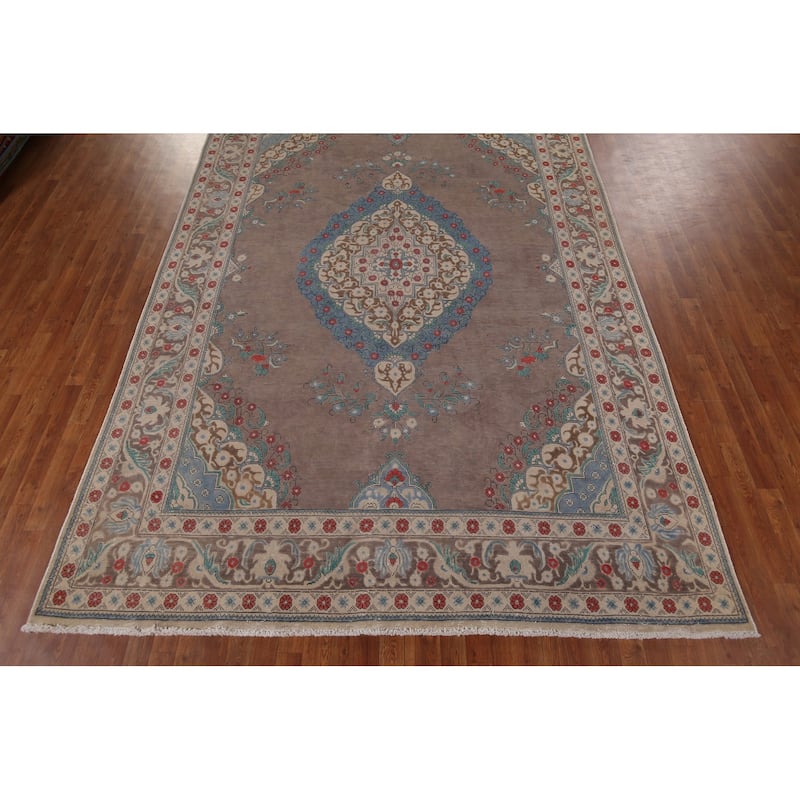 Over Dyed Distressed Tabriz Persian Vintage Rug Handmade Wool Carpet - 8'1" x 11'4"
