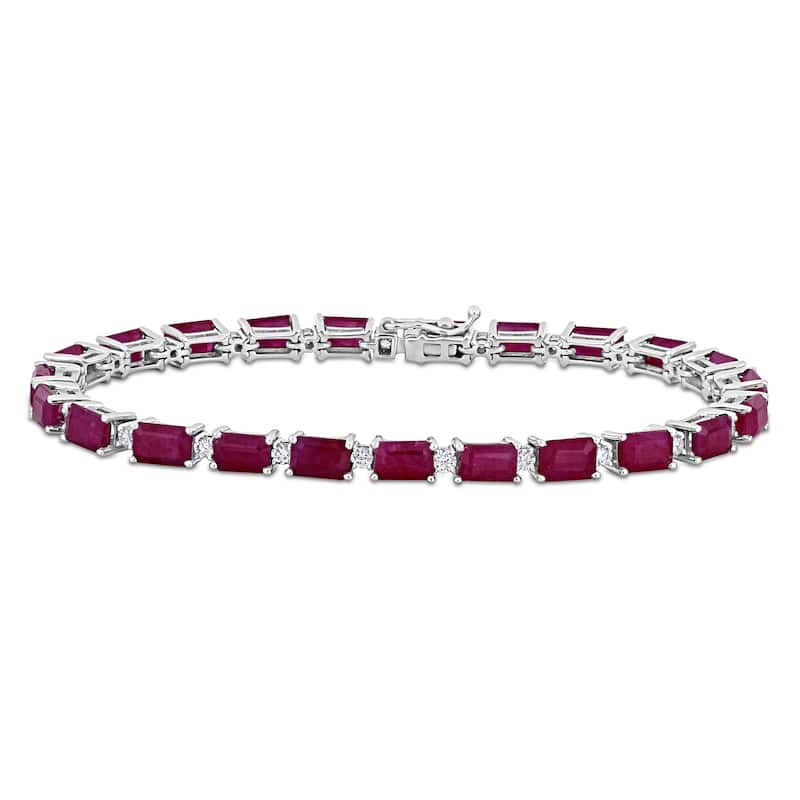 Miadora 14k White Gold Diamond and Ruby Tennis Bracelet 1 to 1 5/8ct TDW - 17.95 Carats