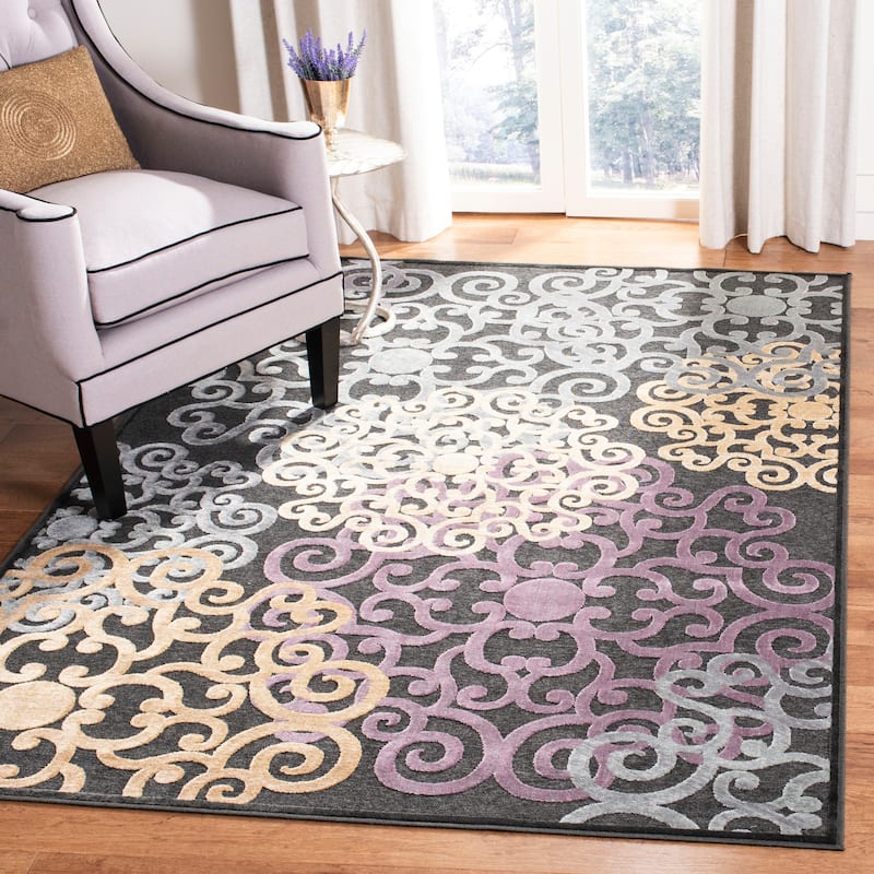 SAFAVIEH Paradise Pere Modern Viscose Rug - 5'3" x 7'6" - Charcoal/Multi