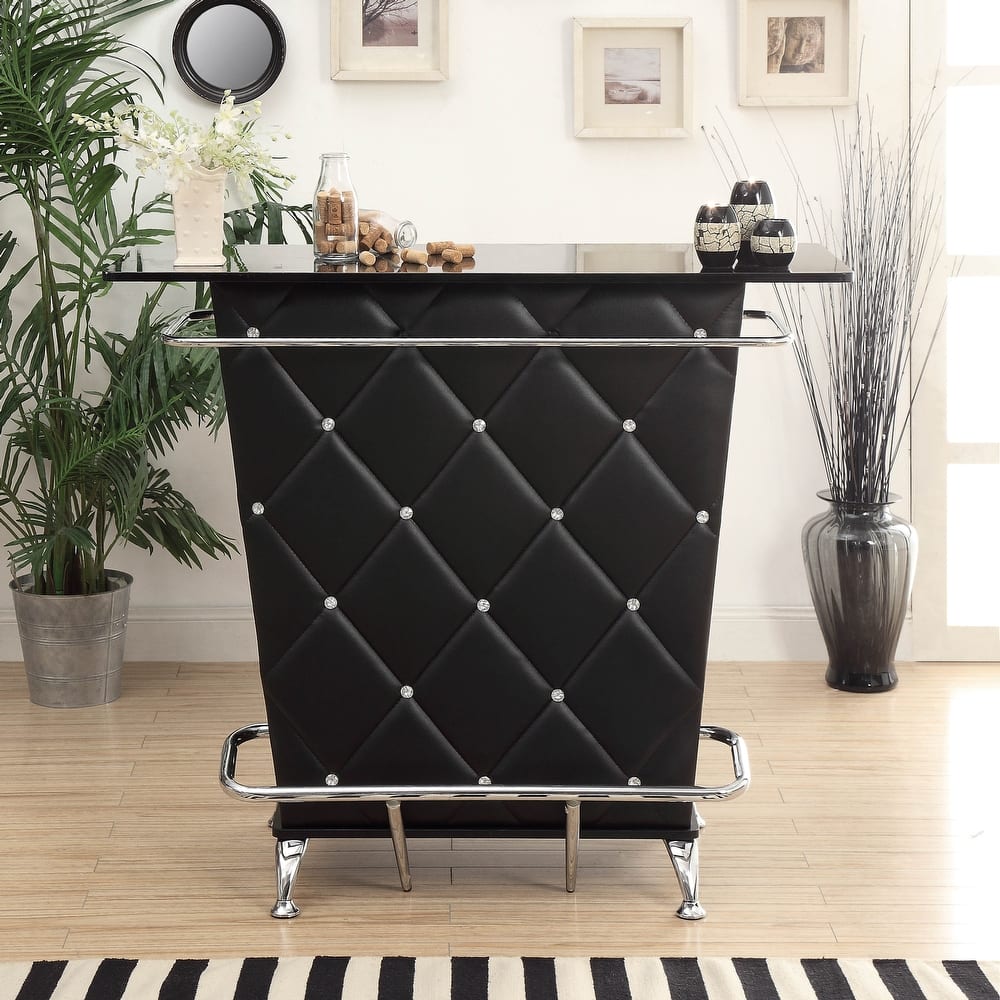 Mine Contemporary 47-inch Wide Faux Leather Tufted Bar Table by Furniture of America