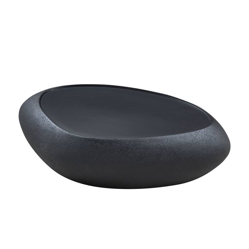 47.24" Fiberglass Oval Faux Matte Rocks Coffee Table