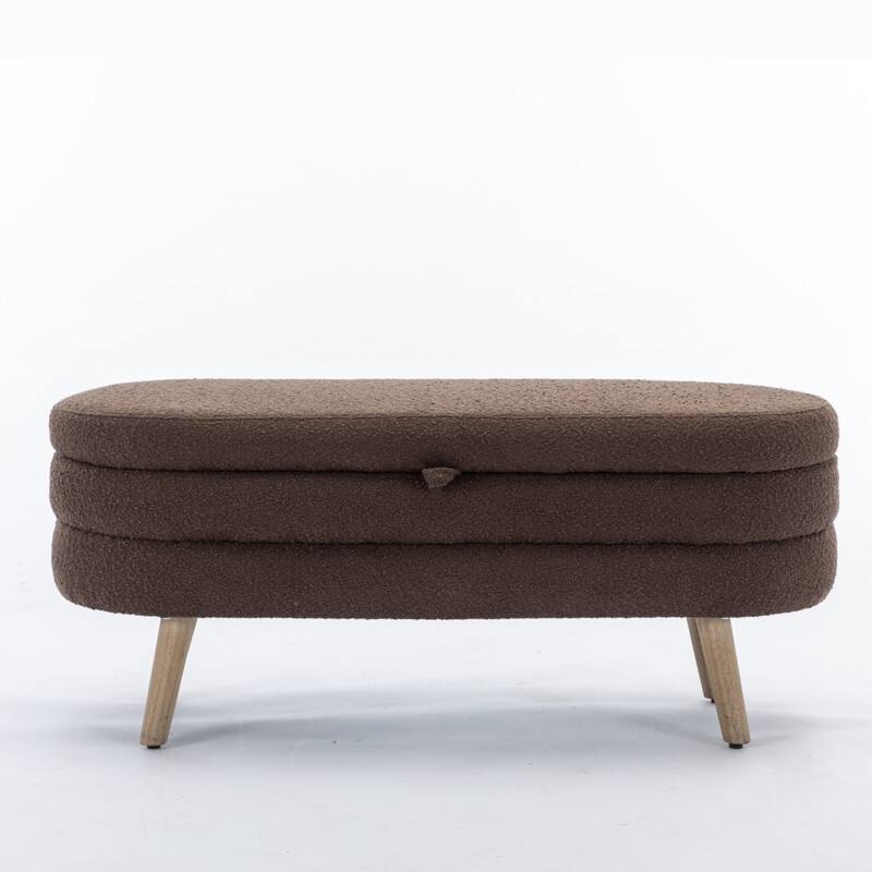 44.88" Seat Widths Soft Boucle Storage Ottoman Footrest Stool