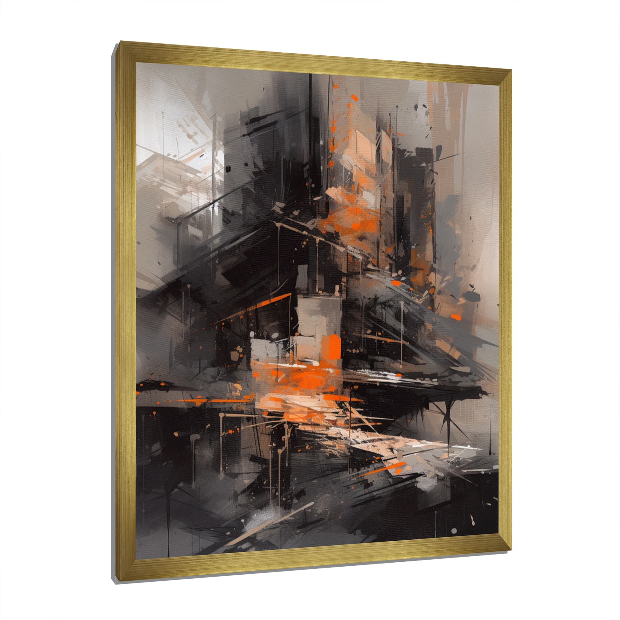 Designart Black And Orange Architectural Tapestry