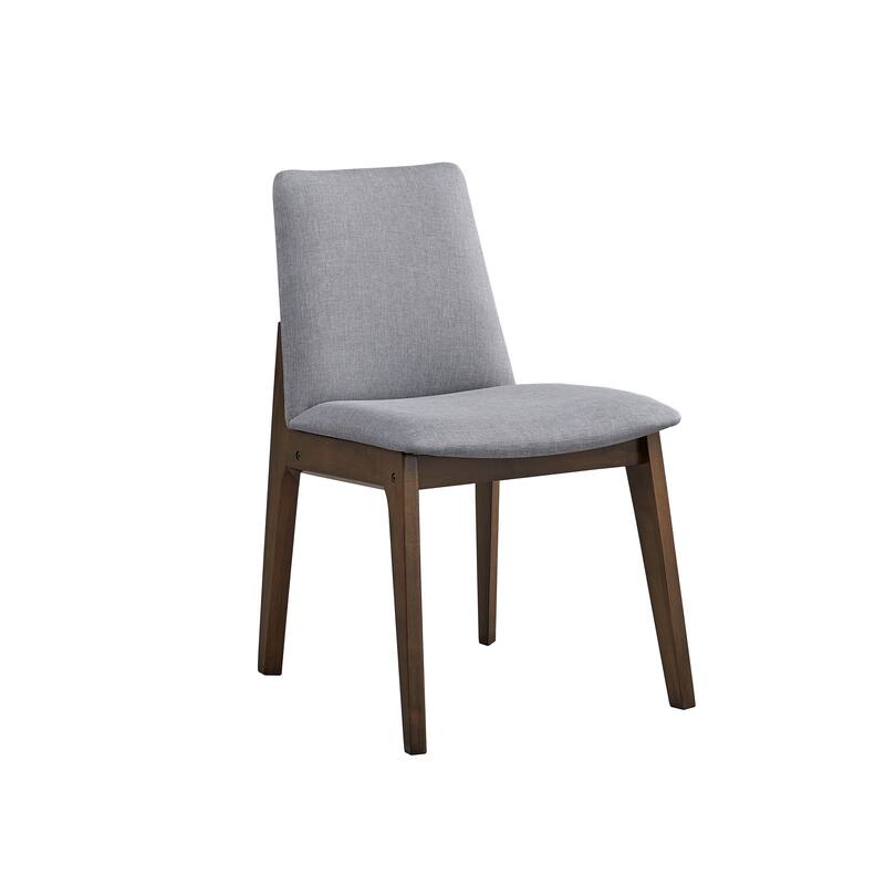 Kaela Light Gray Fabric & Walnut Finish Side Chair(Set of 2) - Light Gray