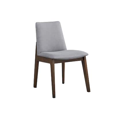 Kaela Light Gray Fabric & Walnut Finish Side Chair(Set of 2)