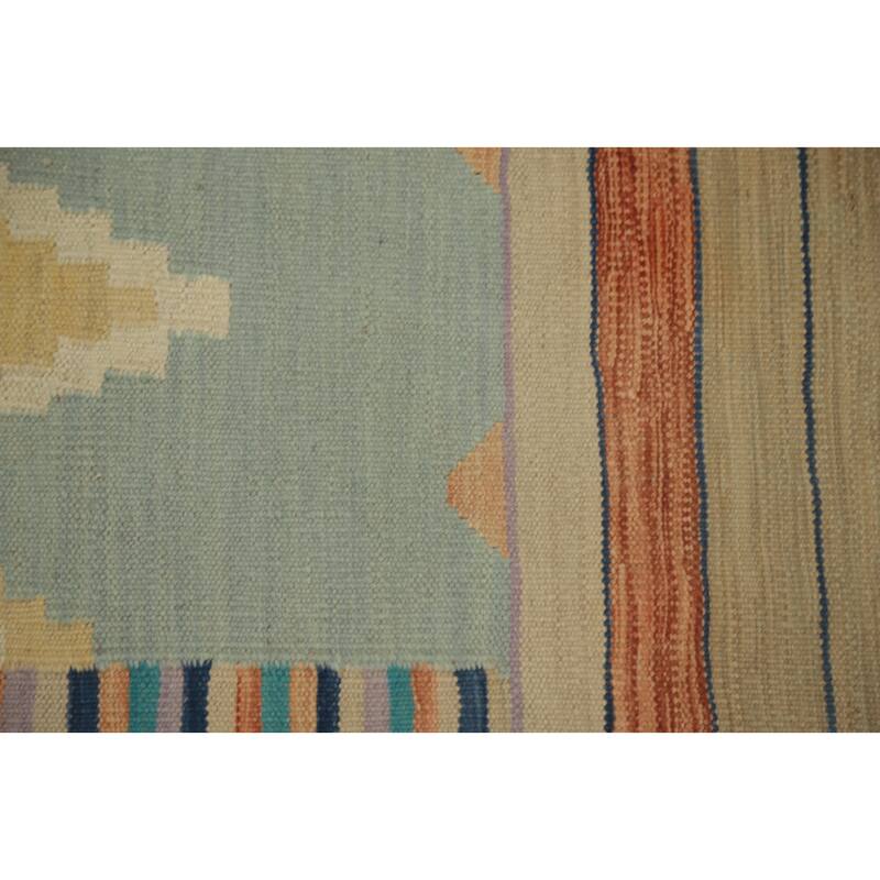 Hand Woven Oriental 100% Wool Carpet Southwestern Tribal Multi-Colored Kilim Runner Rug - 8' 1'' X 2' 0''