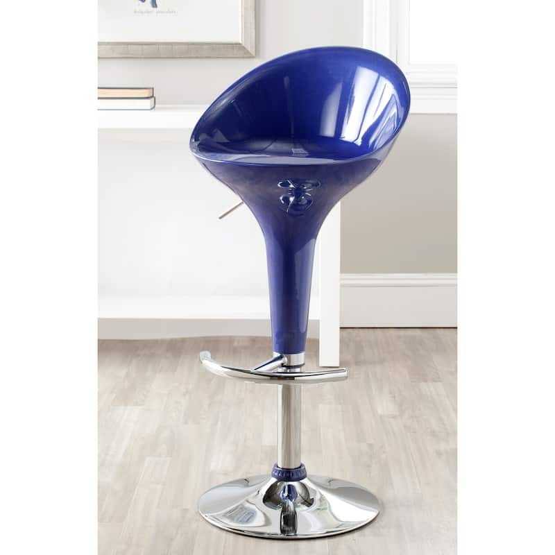 SAFAVIEH Sharyl White Gas Lift Adjustable Bar Stool - 17.9" x 17.3" x 31.9" - 18Wx17Dx40H - Navy