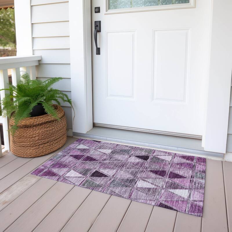 Machine Washable Indoor/ Outdoor Chantille Modern Diamonds Rug