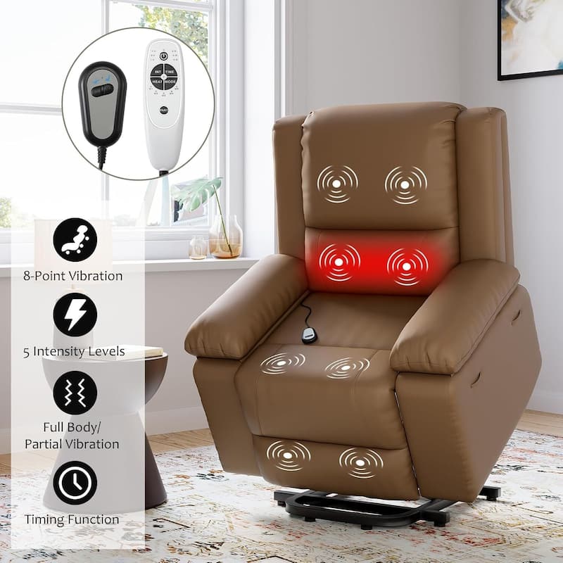 Power Lift Recliner Sofa Chair, Lounge Sofa with Built-in Massage for Living Room, Bedroom