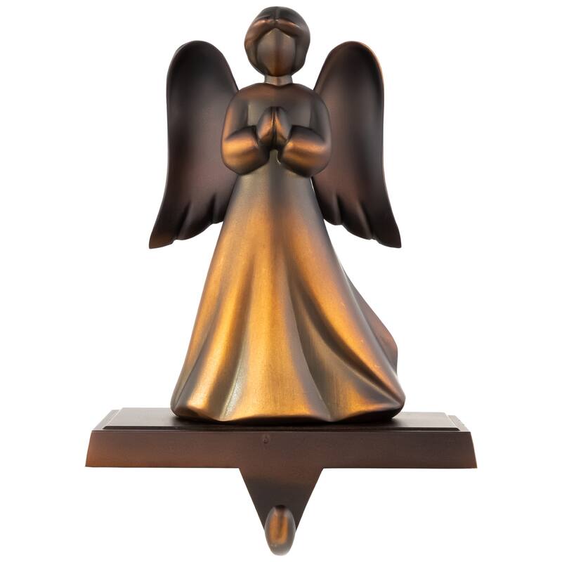 7" Copper-tone Praying Angel Metal Christmas Stocking Holder